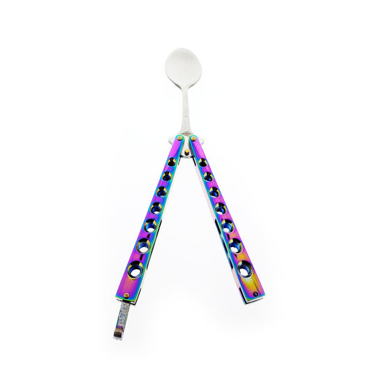 Guild Arms Rainbow Butterfly Spoon Trainer with Colorful Metallic Finish for Practice and Skill Development