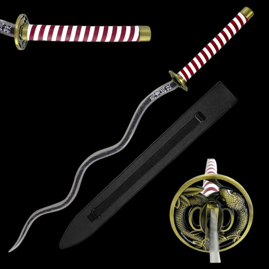 Serpent Nichirin Katana demon anime sword replica with a detailed hilt and scabbard design