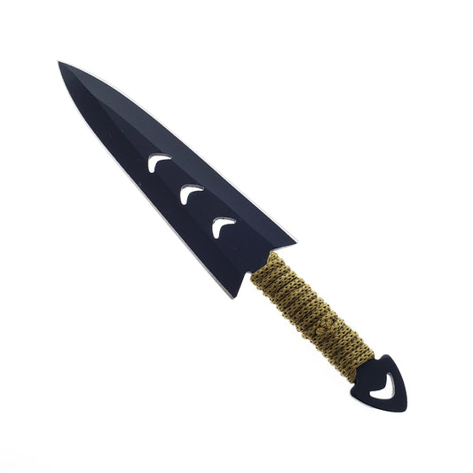Target Master Falcon 6 PC throwing knives black coated blade with three crescent cutouts and paracord wrapped handle