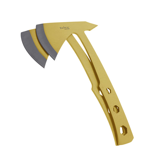 Tactical Master 2 Piece Axe Gold Set with dual blades for versatile cutting and tactical use