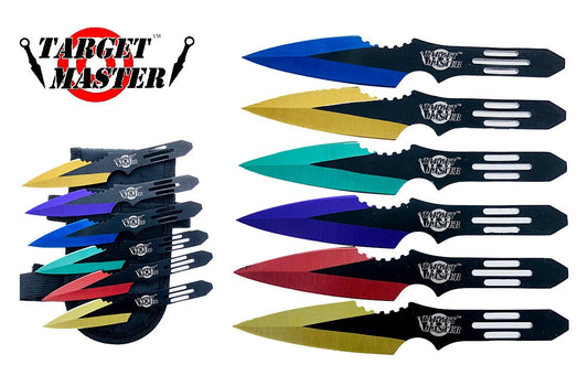 5.5" Overall 6 PC Multi Color Throwing knife Set