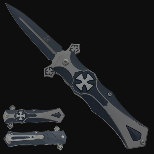 Falcon Knives - Falcon Black Cross Spring Assisted Pocket Knife