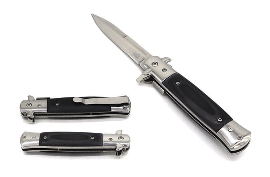 3 3/4" Chrome Blade / Black Handle / Assisted Knife