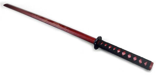 Red Wooden Katana Bokken – Martial Arts Practice Sword with Dragon