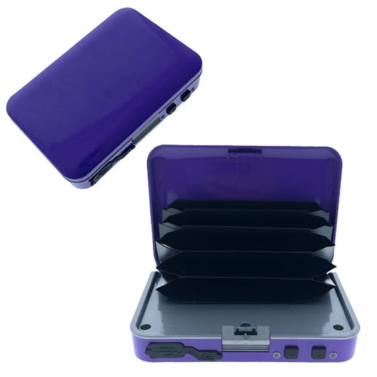 Guild Arms compact stun gun wallet charger in purple with multiple card slots and charging ports