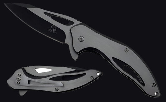 Falcon Spring-Assisted Knife for Sale - Black & Silver Handle