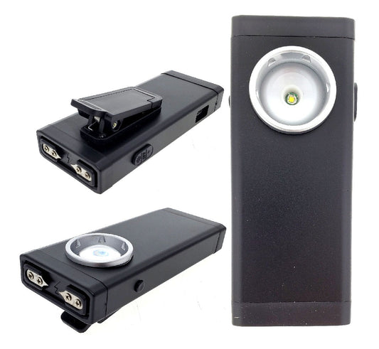 Guild Arms mini stun gun with LED light in black compact design with clip for easy carrying