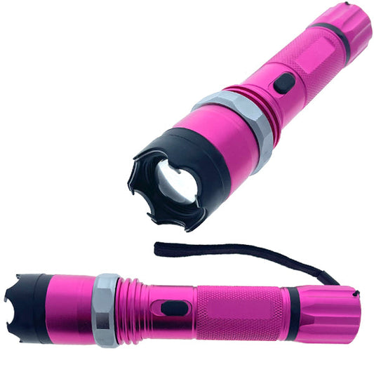 Guild Arms pink mini stun gun flashlight with wrist strap and durable metal body