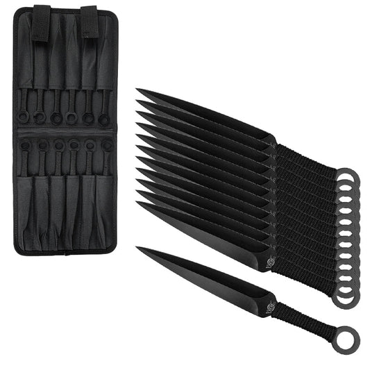 Target Master Ninja Throwing Kunai 12 PCS Set with durable black blades and carrying case for easy transport