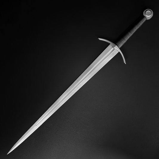 Beginner fantasy sword collection with a centerpiece sword, dagger, and display stand