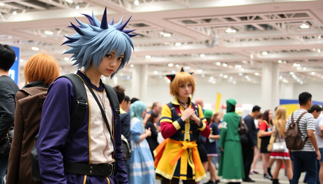 An anime convention with cosplayers