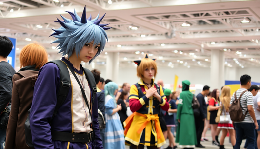 An anime convention with cosplayers