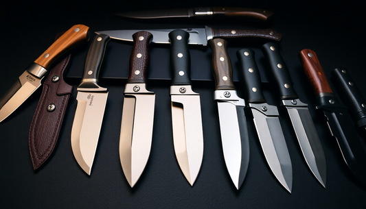 A collection of elegant and tactical knives displayed