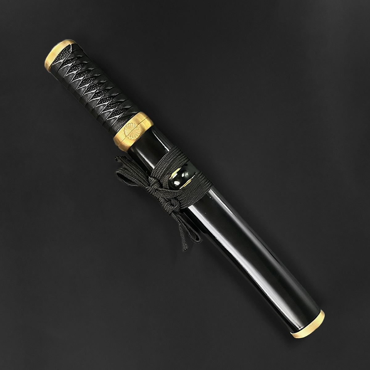 13.75" Hand forged tanto w/ burgundy wood scabbard.