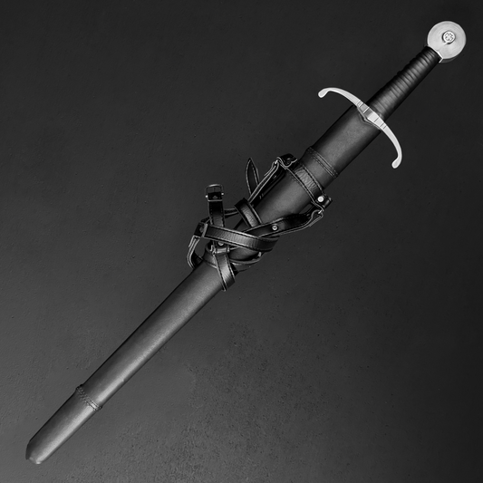 35" Hand Forged Medieval Sword w/ Leather Strips