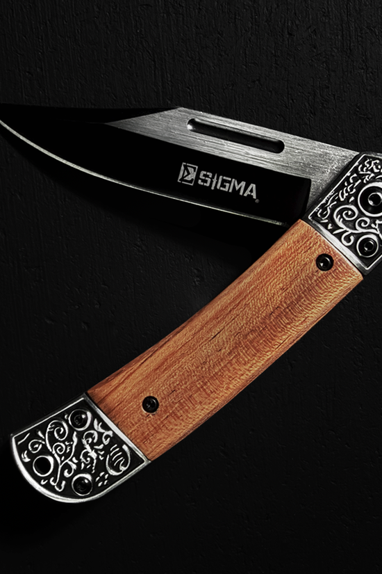 Sigma Wooden Handle Ball Bearing Pocket Knife