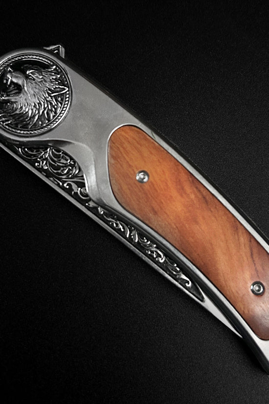 Sigma Folding Knife - Wolf Wood Handle