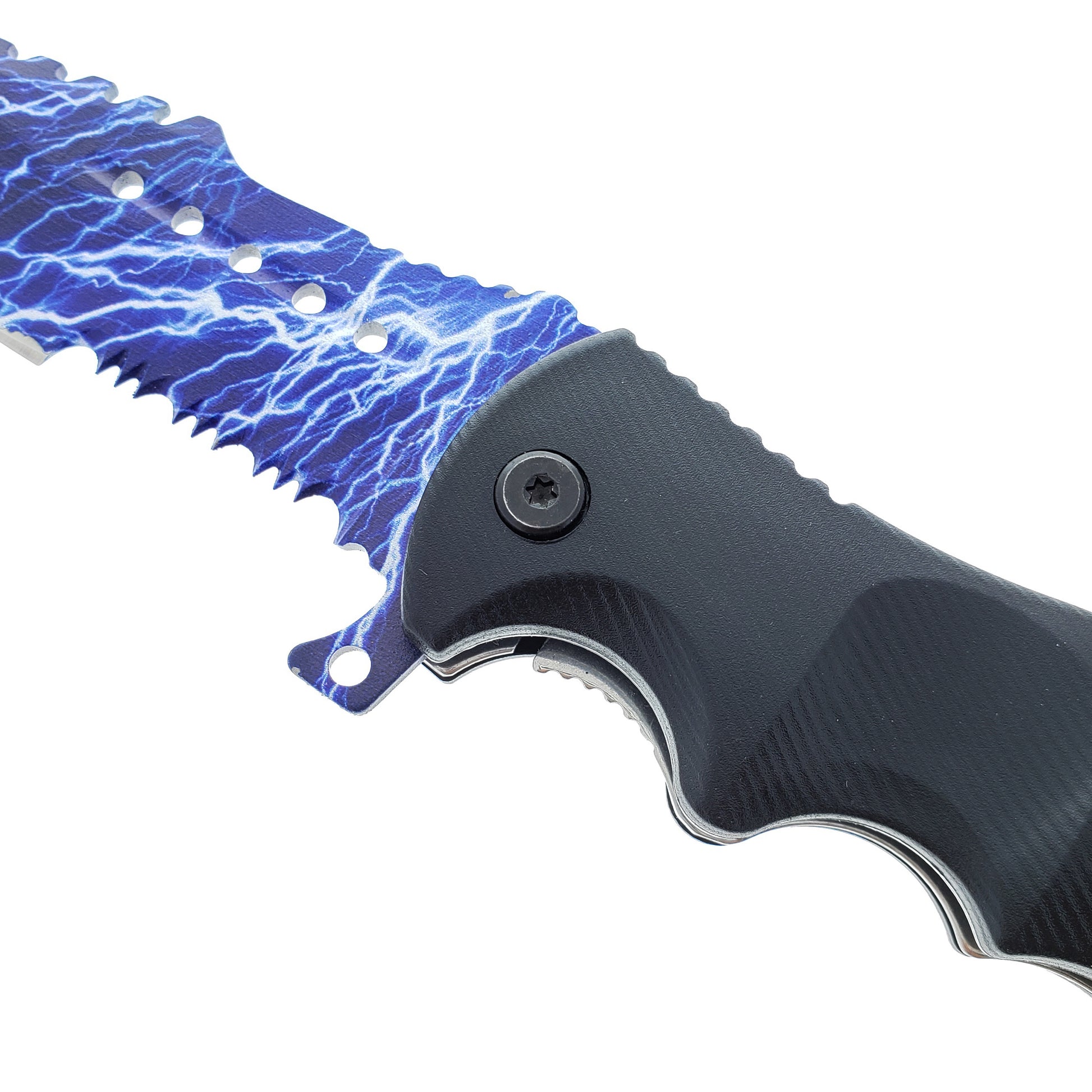 Falcon 2 Pc Hunting Knives Set with Fire Starter, Sharpener and Sheath featuring a unique lightning design