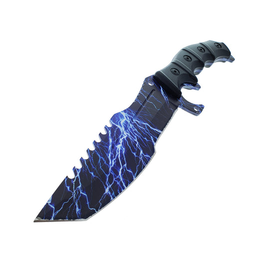 Falcon 2 Pc Hunting Knives Set with Fire Starter, Sharpener and Sheath featuring a striking blue lightning design