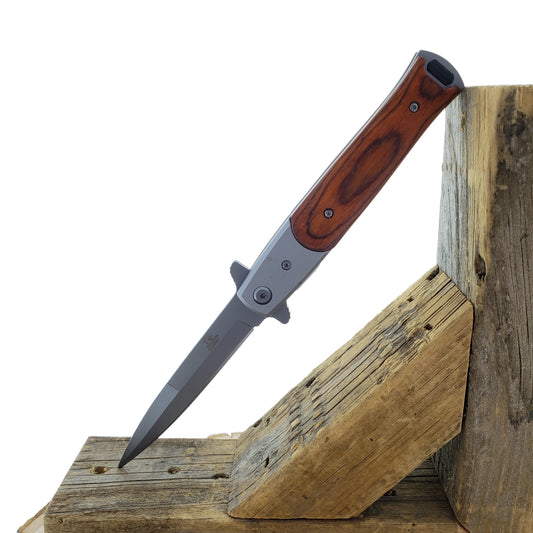 Falcon Wood Spring Assisted Pocket Knife - Precision Crafted