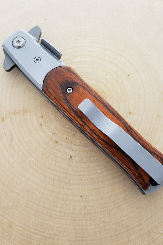 Falcon Wood Spring Assisted Pocket Knife - Precision Crafted