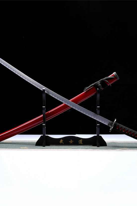 3 PCS Samurai Sword Set - Red Katana , Wakizashi and Tanto Set