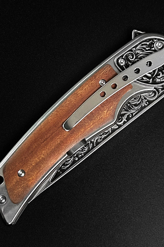 Sigma Folding Knife - Wolf Wood Handle