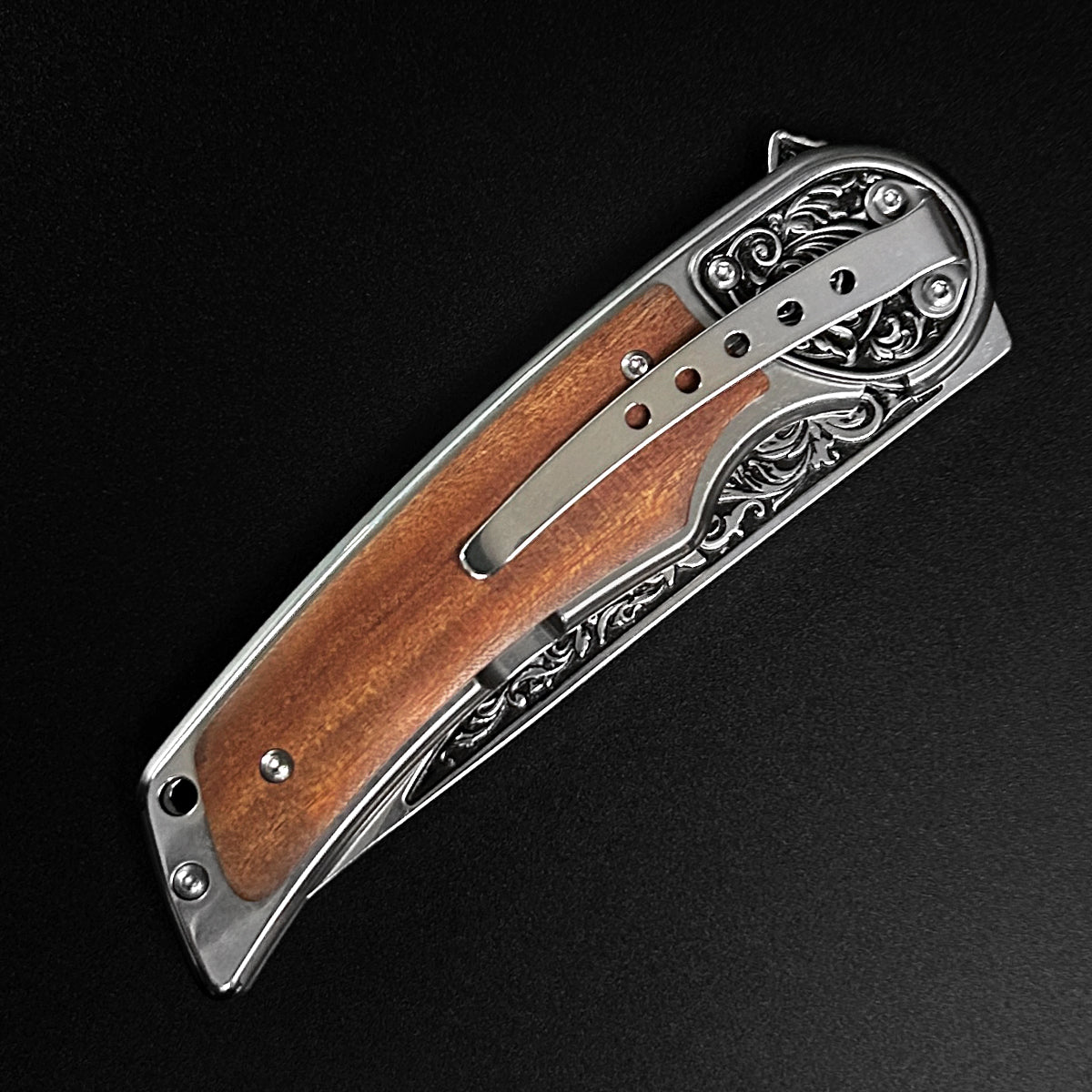 Sigma Folding Knife - Wolf Wood Handle