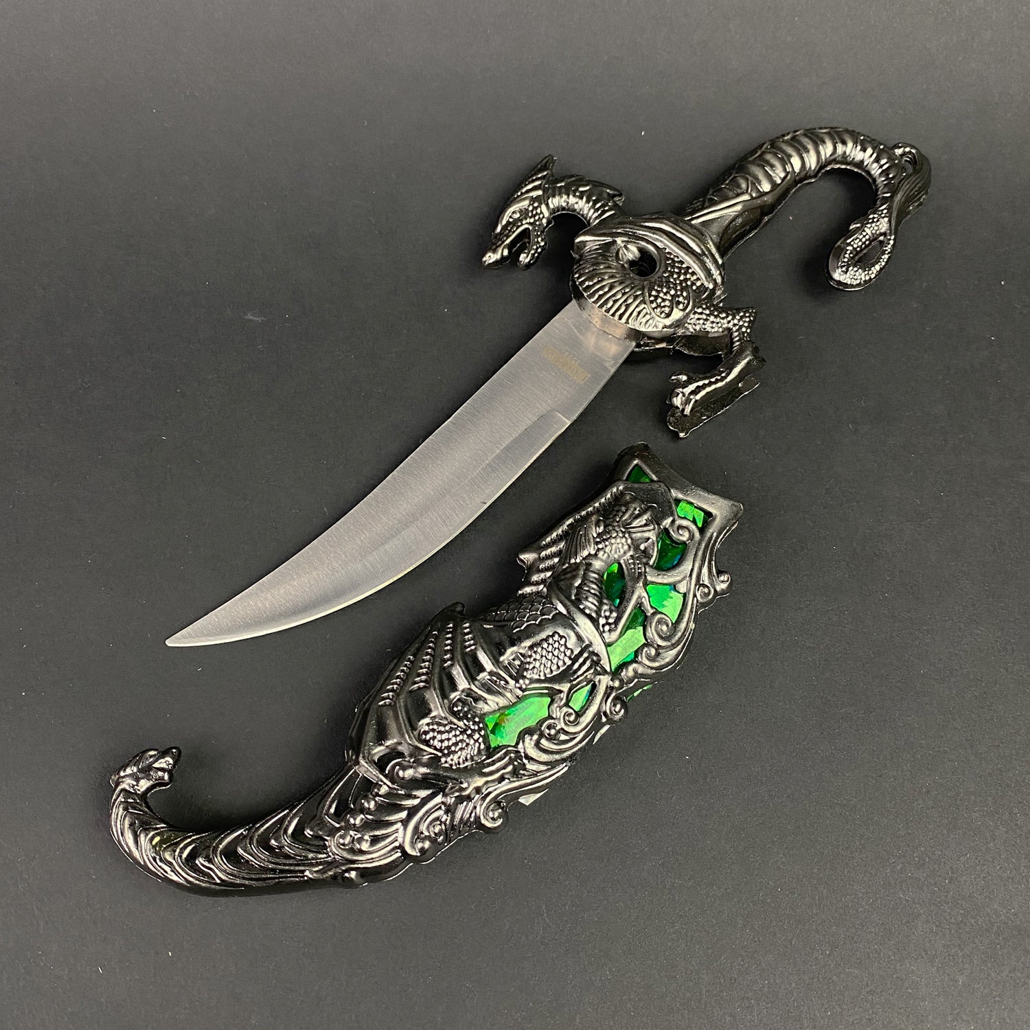 10" Fantasy Dragon Dagger Green Fitting