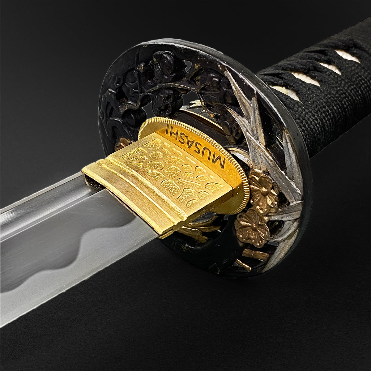 Gold Series 42" Hand forged "Flower" 1095 Katana Black