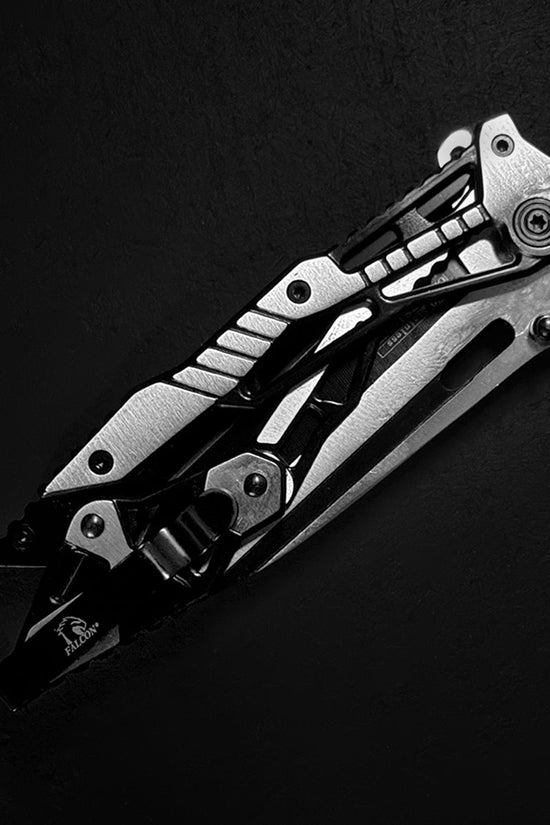Falcon Black & Chrome Spring Assisted Pocket Knife