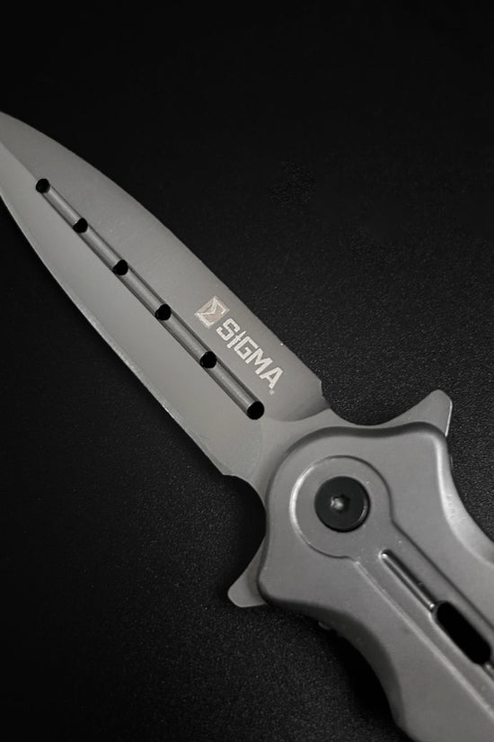 Sigma Ball Bearing Folding Knife -3 3/4" Blade / 4 3/4" Handle / Ball Bearing System / Gray