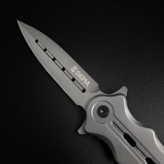 Sigma Ball Bearing Folding Knife -3 3/4" Blade / 4 3/4" Handle / Ball Bearing System / Gray