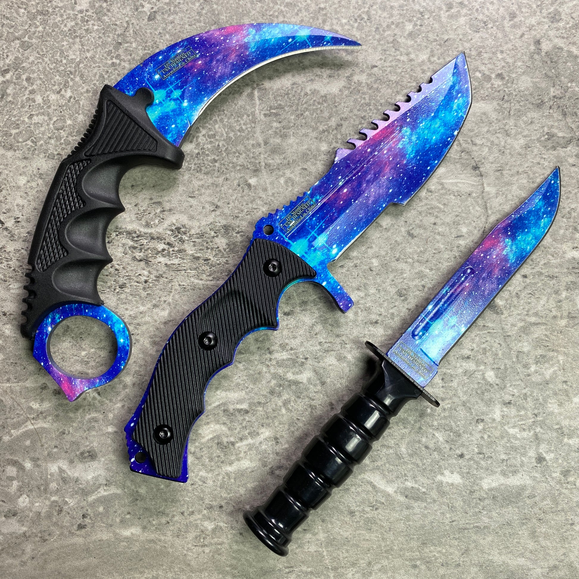 Falcon 3 PCS Galaxy Set. Tactical Knives & Karambit