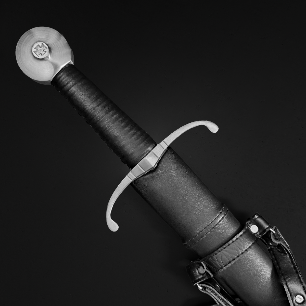 35" Hand Forged Medieval Sword w/ Leather Strips
