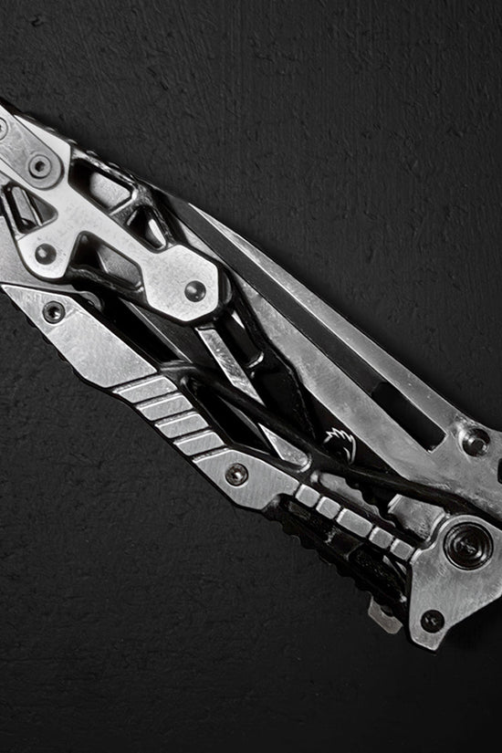 Falcon Black & Chrome Spring Assisted Pocket Knife