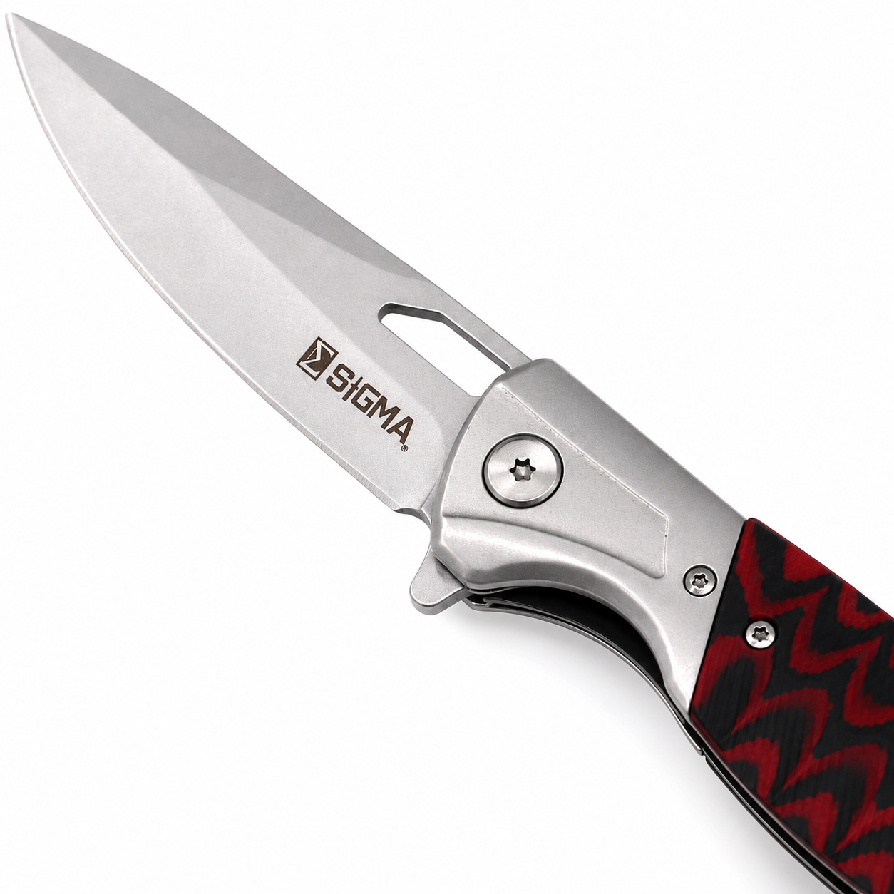 Sigma Ball Bearing Flipper Knife - Micarta Black & Red Handle