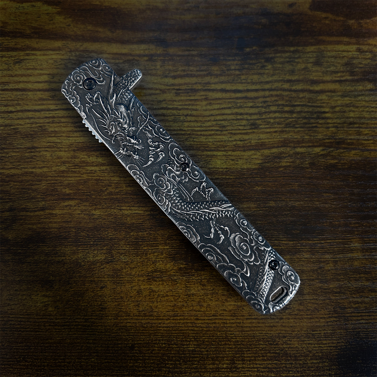 Falcon Dragon Engraved Black Spring-Assisted Pocket Knife | KS3024ST