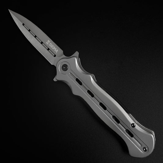 Sigma Ball Bearing Folding Knife -3 3/4" Blade / 4 3/4" Handle / Ball Bearing System / Gray