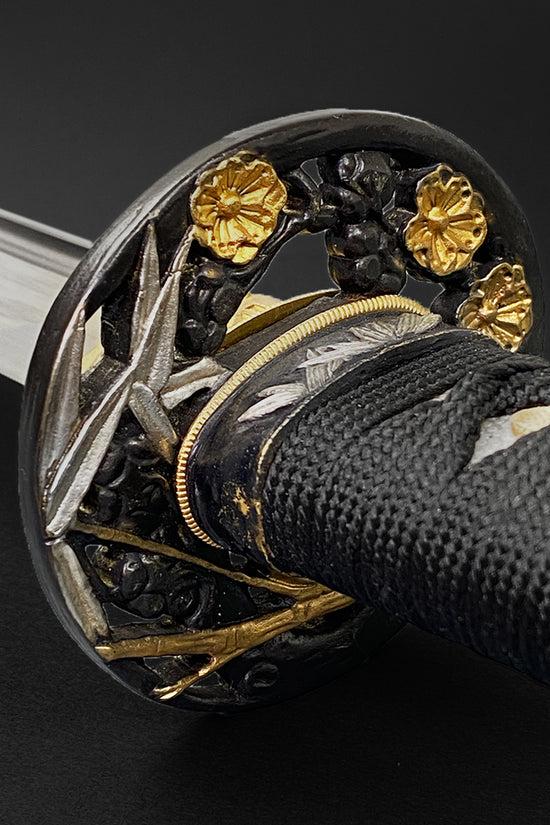 Gold Series 42" Hand forged "Flower" 1095 Katana Black