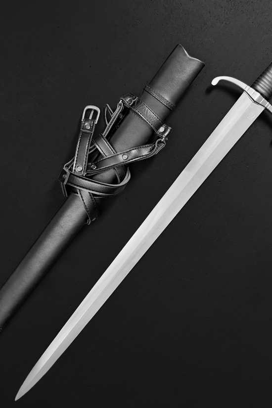 35" Hand Forged Medieval Sword w/ Leather Strips