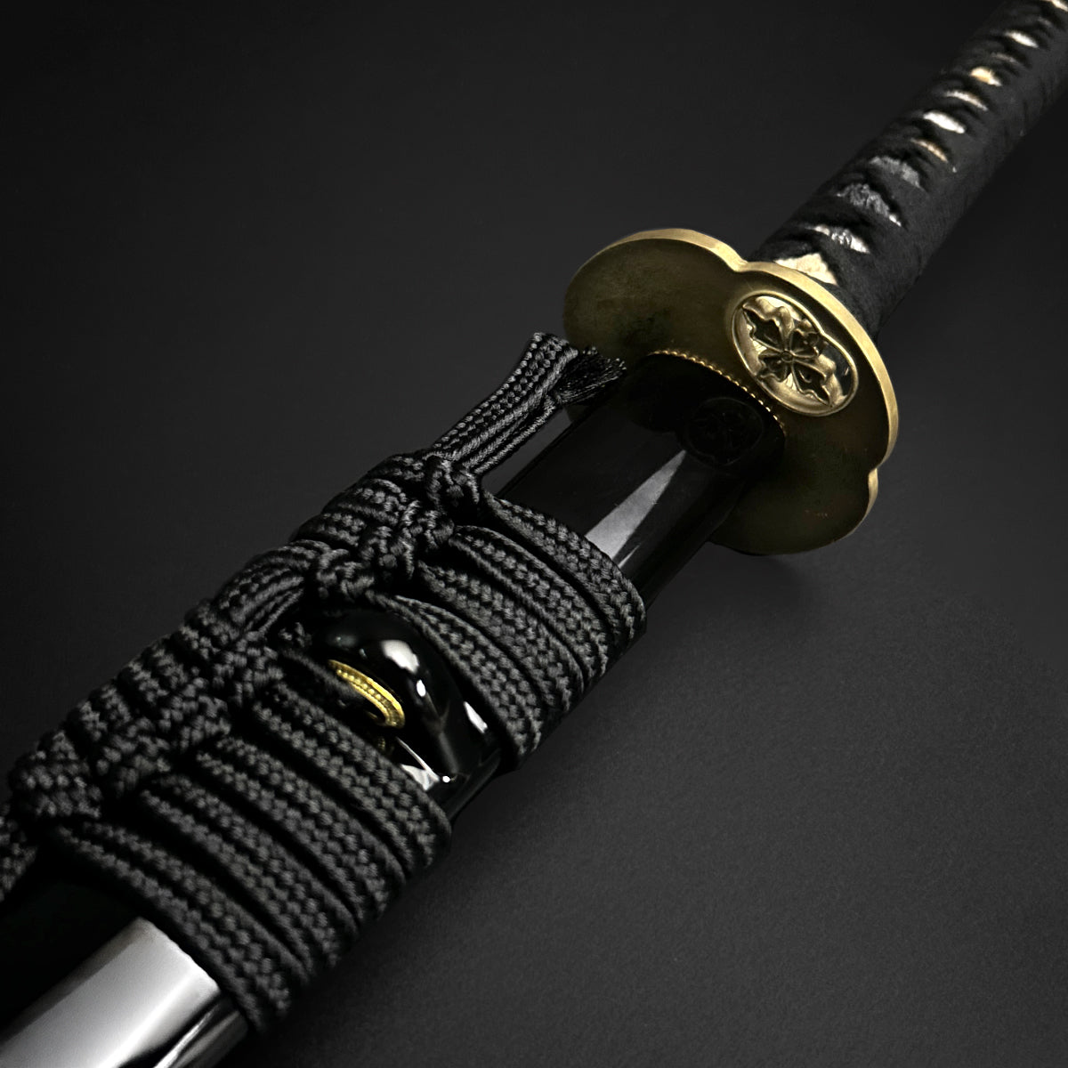 Black Japanese katana with gold guard.  | Guild Arms  