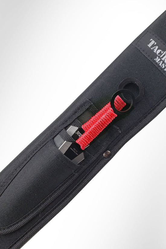 28" Red Machete w 3 Throwing Knives