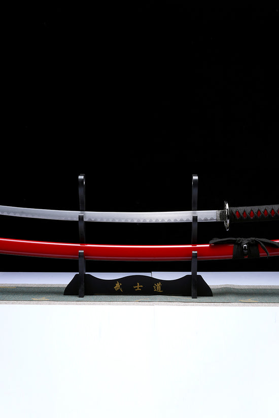 3 PCS Samurai Sword Set - Red Katana , Wakizashi and Tanto Set