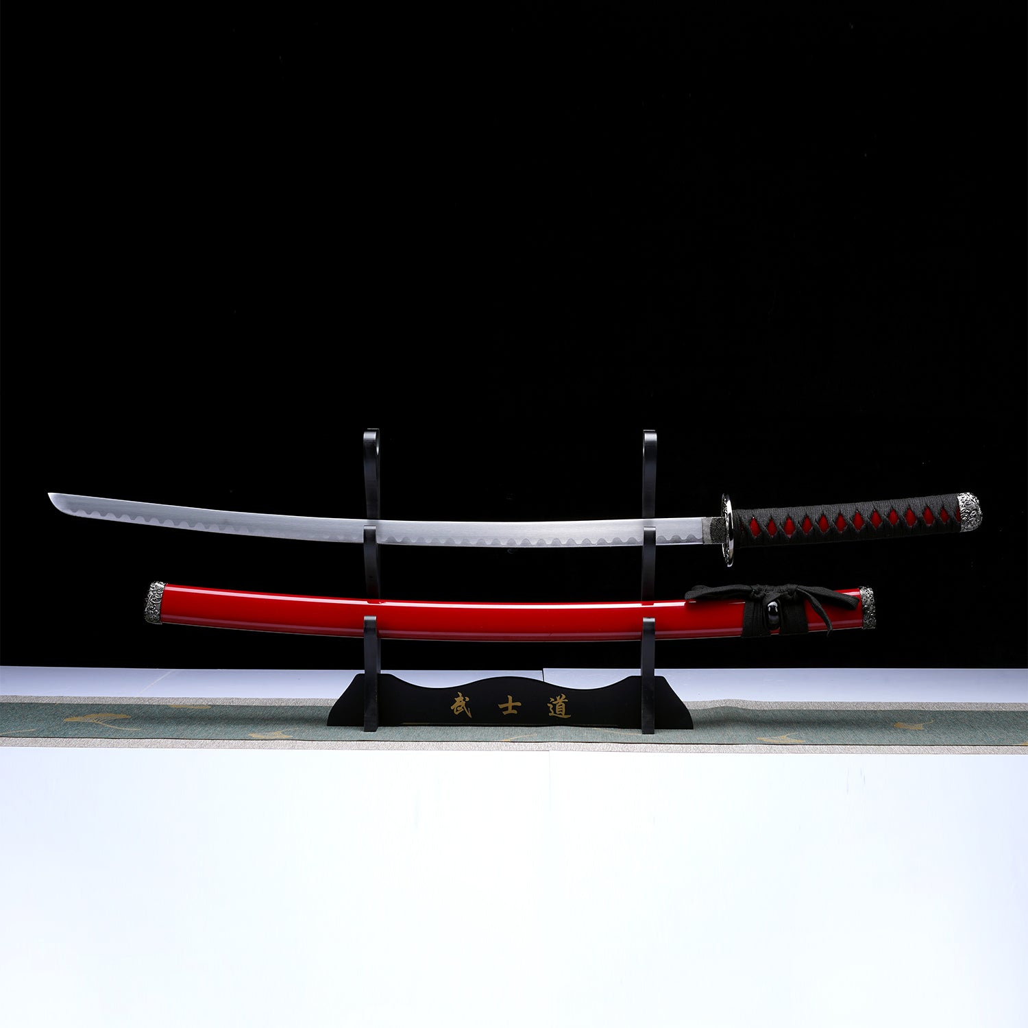 3 PCS Samurai Sword Set - Red Katana , Wakizashi and Tanto Set
