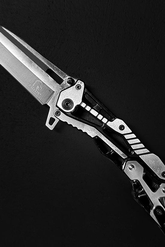 Falcon Black & Chrome Spring Assisted Pocket Knife