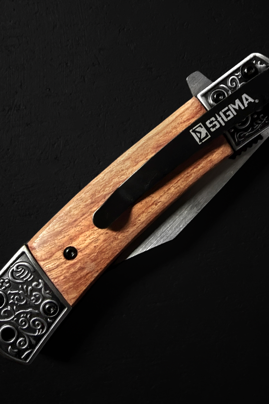 Sigma Wooden Handle Ball Bearing Pocket Knife
