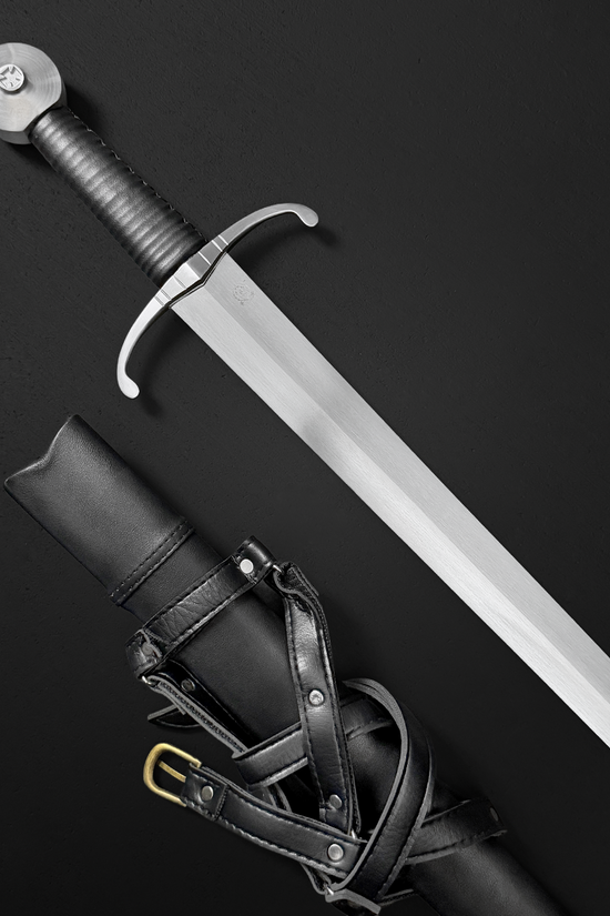 35" Hand Forged Medieval Sword w/ Leather Strips