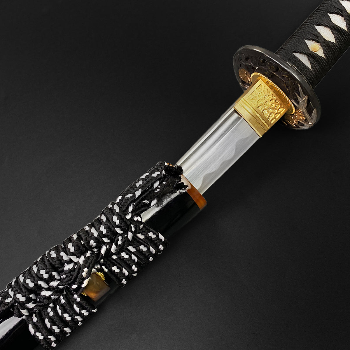 Gold Series 42" Hand forged "Flower" 1095 Katana Black