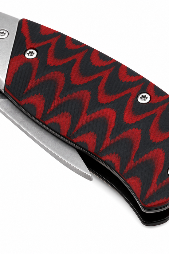 Sigma Ball Bearing Flipper Knife - Micarta Black & Red Handle